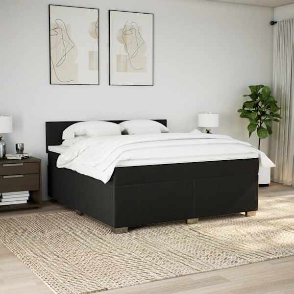 Kontinentaalvoodi koos madratsiga, must, 180 × 200 cm, kangas — mudel 3285962