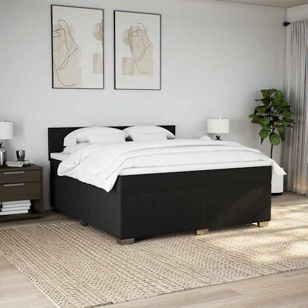 Kontinentaalvoodi koos madratsiga, must, 180 × 200 cm, kangas — mudel 3285969