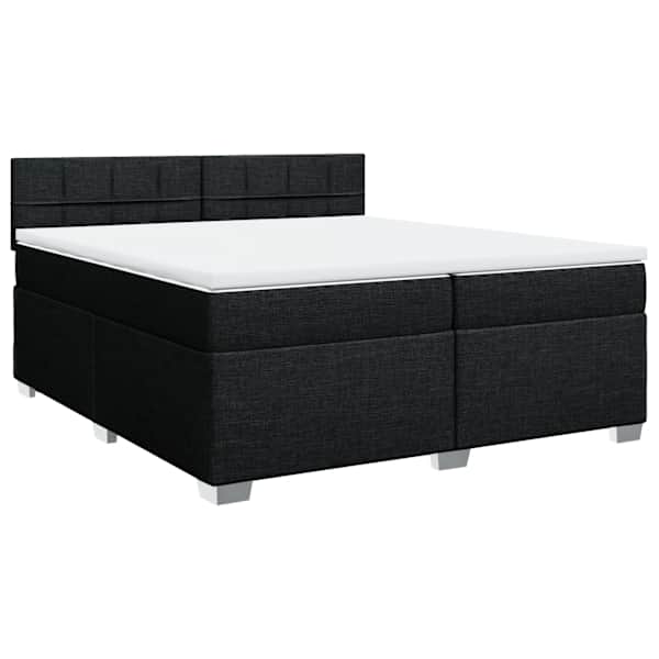 Kontinentaalvoodi koos 2 madratsiga, must, 200 × 200 cm, kangas — mudel 3285997