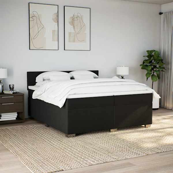 Kontinentaalvoodi koos 2 madratsiga, must, 200 × 200 cm, kangas — mudel 3285997