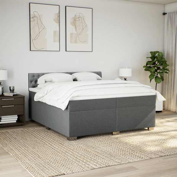 Kontinentaalvoodi koos 2 madratsiga, tumehall, 200 × 200 cm, kangas — mudel 3286003