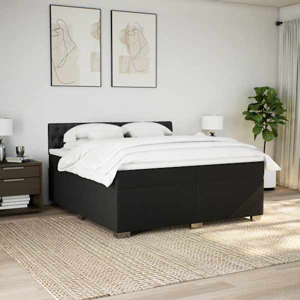 Kontinentaalvoodi koos 2 madratsiga, must, 200 × 200 cm, kangas — mudel 3286004