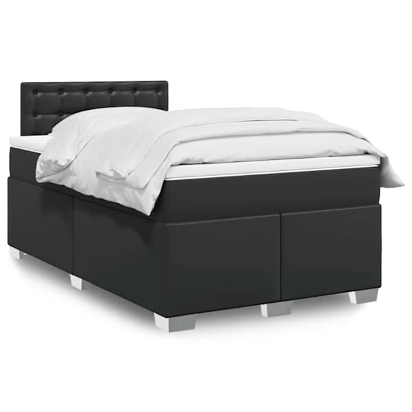 Kontinentaalvoodi koos madratsiga, must, 120 × 190 cm, kunstnahk — mudel 3286112