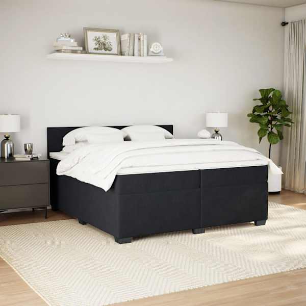 Kontinentaalvoodi koos 2 madratsiga, must, 200 × 200 cm, samet — mudel 3286398