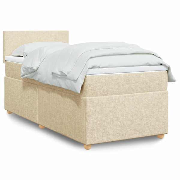 Kontinentaalvoodi koos madratsiga, kreemjasvalge, 100 × 200 cm, kangas — mudel 3286589