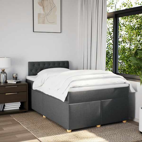 Kontinentaalvoodi koos madratsiga, tumehall, 120 × 190 cm, kangas — mudel 3286627