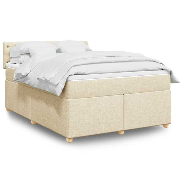 Kontinentaalvoodi koos madratsiga, kreemjasvalge, 140 × 190 cm, kangas — mudel 3286687