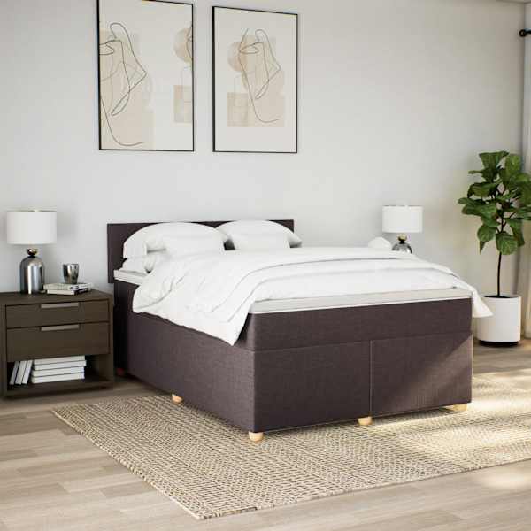 Kontinentaalvoodi koos madratsiga, tumepruun, 140 × 200 cm, kangas — mudel 3286699