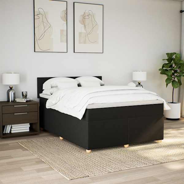 Kontinentaalvoodi koos madratsiga, must, 160 × 200 cm, kangas — mudel 3286726