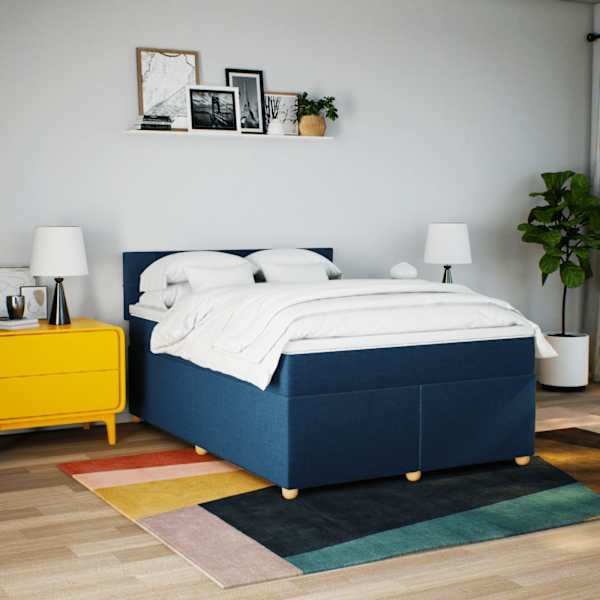 Kontinentaalvoodi koos madratsiga, sinine, 160 × 200 cm, kangas — mudel 3286737