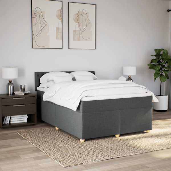 Kontinentaalvoodi koos madratsiga, tumehall, 160 × 200 cm, kangas — mudel 3286739