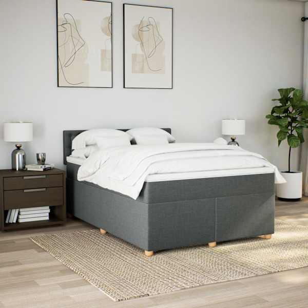 Kontinentaalvoodi koos madratsiga, tumehall, 160 × 200 cm, kangas — mudel 3286746