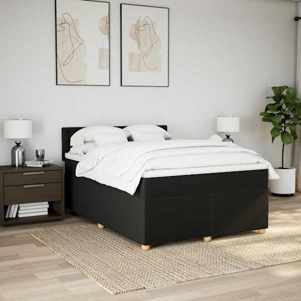 Kontinentaalvoodi koos madratsiga, must, 160 × 200 cm, kangas — mudel 3286747