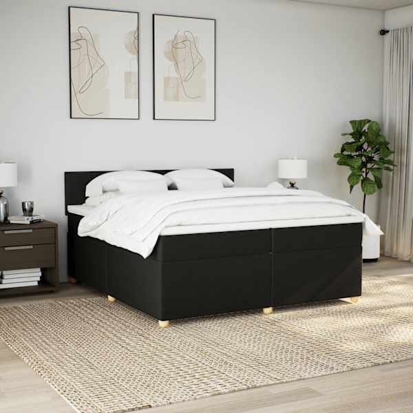 Kontinentaalvoodi koos 2 madratsiga, must, 200 × 200 cm, kangas — mudel 3286782