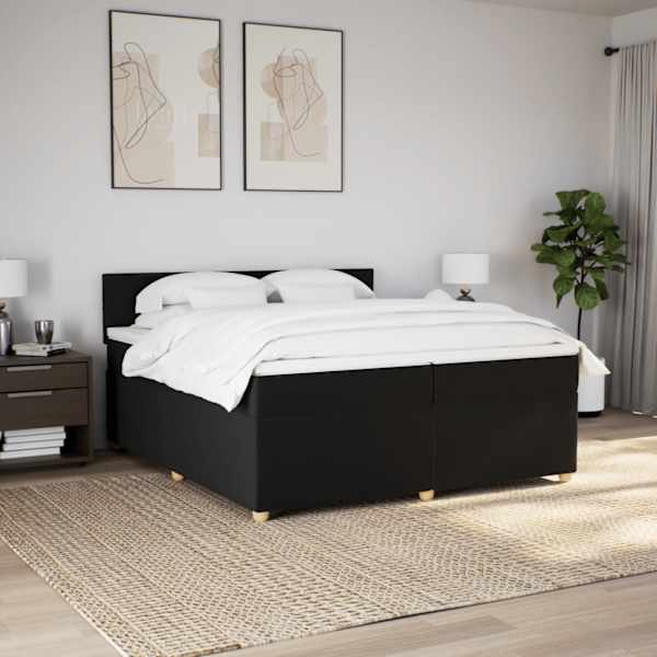 Kontinentaalvoodi koos 2 madratsiga, must, 200 × 200 cm, kangas — mudel 3286789