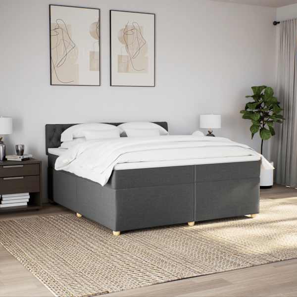 Kontinentaalvoodi koos 2 madratsiga, tumehall, 200 × 200 cm, kangas — mudel 3286795
