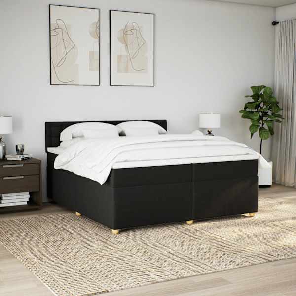 Kontinentaalvoodi koos 2 madratsiga, must, 200 × 200 cm, kangas — mudel 3286803