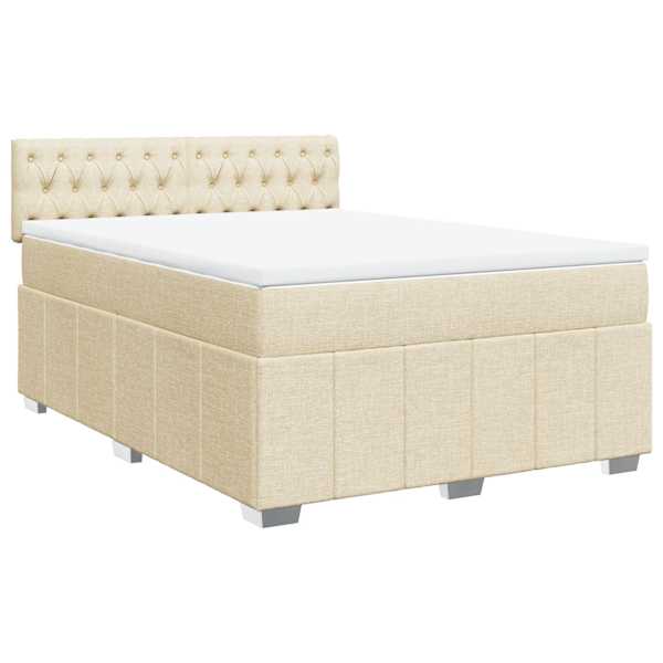 Kontinentaalvoodi koos madratsiga, kreemjasvalge, 140 × 190 cm, kangas — mudel 3287075