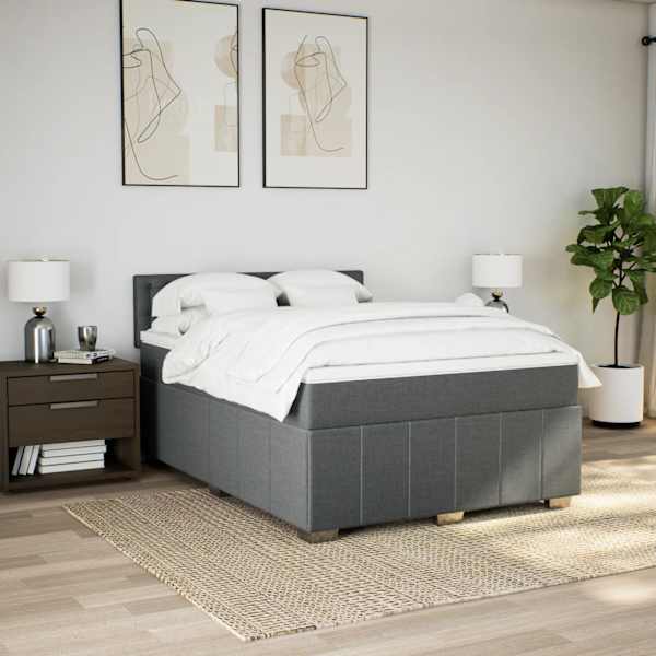Kontinentaalvoodi koos madratsiga, tumehall, 140 × 190 cm, kangas — mudel 3287078