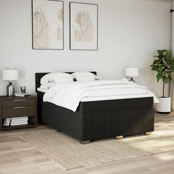 Kontinentaalvoodi koos madratsiga, must, 140 × 190 cm, kangas — mudel 3287079