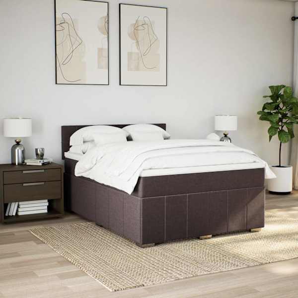 Kontinentaalvoodi koos madratsiga, tumepruun, 140 × 200 cm, kangas — mudel 3287094
