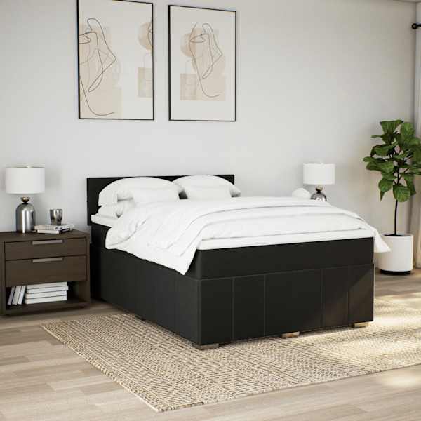 Kontinentaalvoodi koos madratsiga, must, 160 × 200 cm, kangas — mudel 3287121
