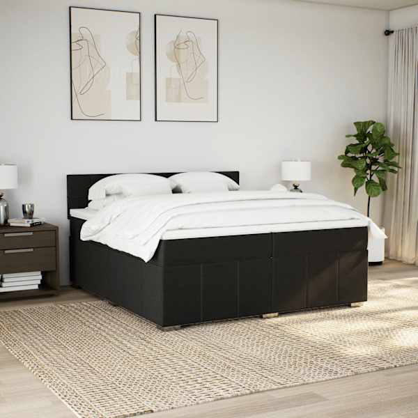 Kontinentaalvoodi koos 2 madratsiga, must, 200 × 200 cm, kangas — mudel 3287177