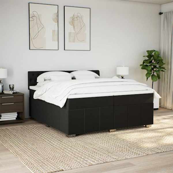 Kontinentaalvoodi koos 2 madratsiga, must, 200 × 200 cm, kangas — mudel 3287184