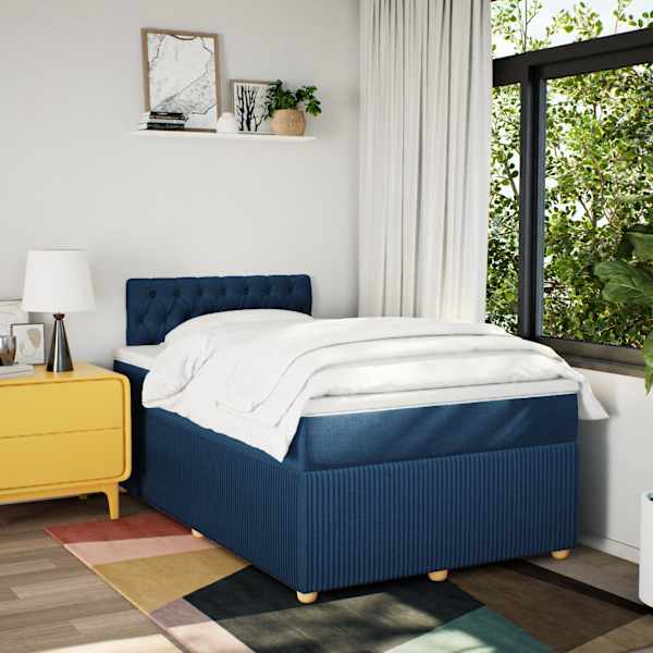Kontinentaalvoodi koos madratsiga, sinine, 120 × 200 cm, kangas — mudel 3287436