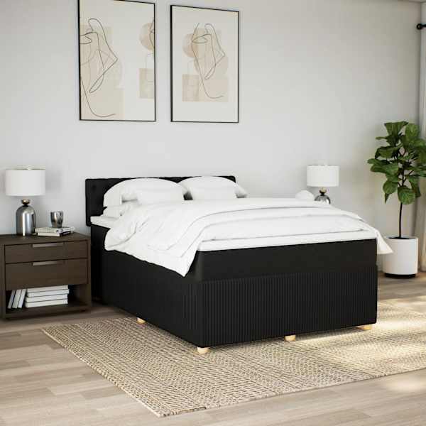 Kontinentaalvoodi koos madratsiga, must, 140 × 190 cm, kangas — mudel 3287460