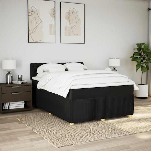 Kontinentaalvoodi koos madratsiga, must, 140 × 200 cm, kangas — mudel 3287488