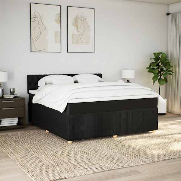 Kontinentaalvoodi koos madratsiga, must, 180 × 200 cm, kangas — mudel 3287544