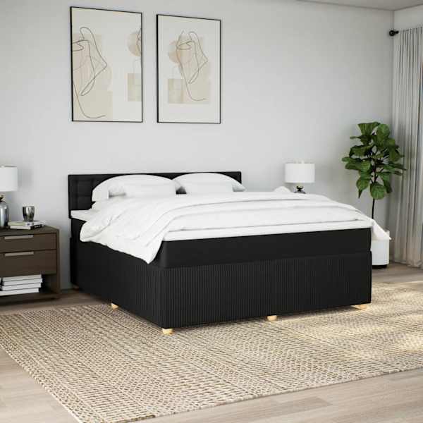 Kontinentaalvoodi koos madratsiga, must, 180 × 200 cm, kangas — mudel 3287551