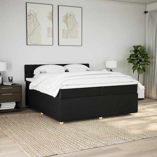 Kontinentaalvoodi koos 2 madratsiga, must, 200 × 200 cm, kangas — mudel 3287572