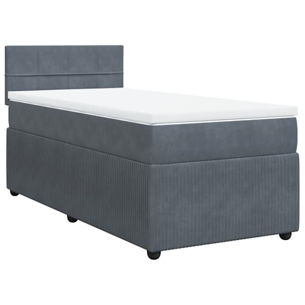 Kontinentaalvoodi koos madratsiga, tumehall, 90 × 190 cm, samet — mudel 3287627