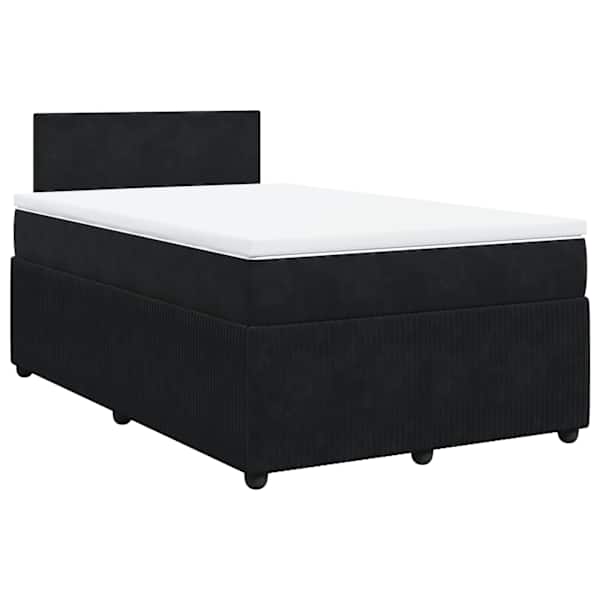 Kontinentaalvoodi koos madratsiga, must, 120 × 190 cm, samet — mudel 3287682