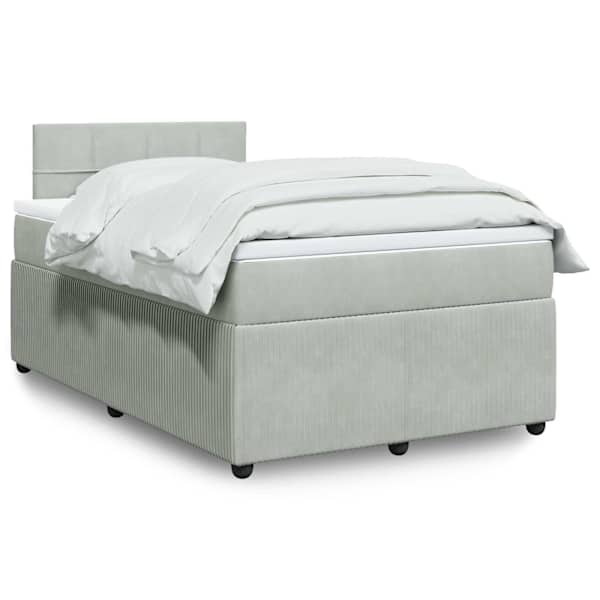 Kontinentaalvoodi koos madratsiga, helehall, 120 × 200 cm, samet — mudel 3287710