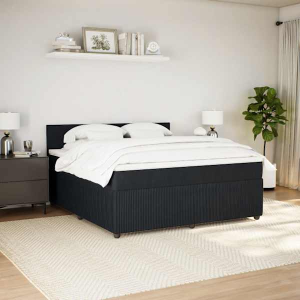 Kontinentaalvoodi koos madratsiga, must, 180 × 200 cm, samet — mudel 3287802