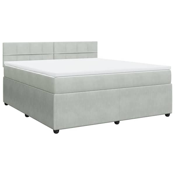 Kontinentaalvoodi koos madratsiga, helehall, 180 × 200 cm, samet — mudel 3287806
