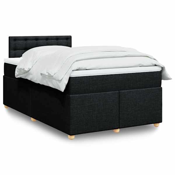 LED-valgustusega kontinentaalvoodi koos madratsiga, must, 120 × 190 cm, kangas — mudel 3288935