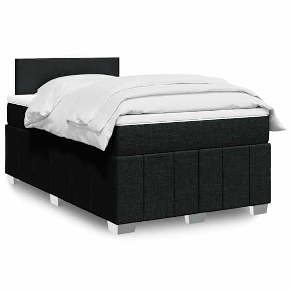 LED-valgustusega kontinentaalvoodi koos madratsiga, must, 120 × 190 cm, kangas — mudel 3289302