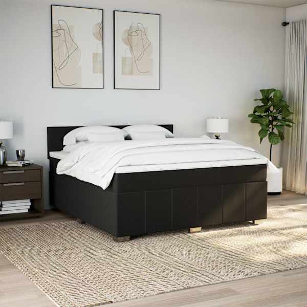 LED-valgustusega kontinentaalvoodi koos madratsiga, must, 180 × 200 cm, kangas — mudel 3289442