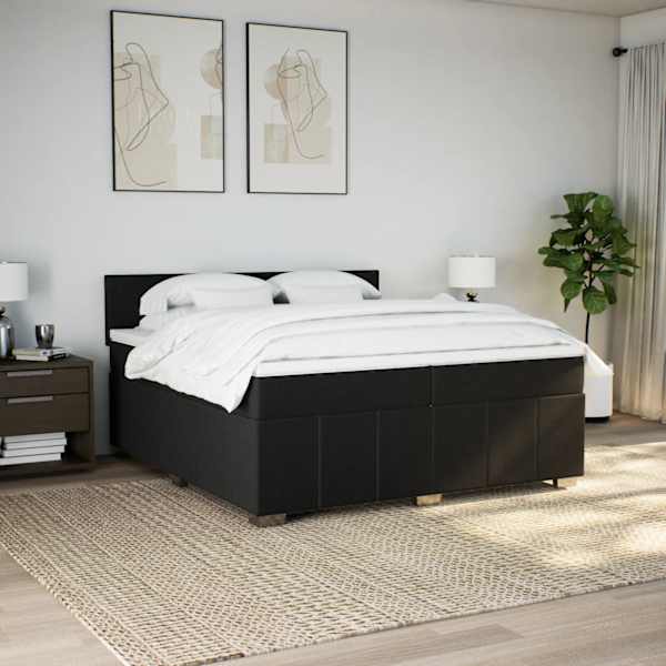 LED-valgustusega kontinentaalvoodi koos 2 madratsiga, must, 200 × 200 cm, kangas — mudel 3289470