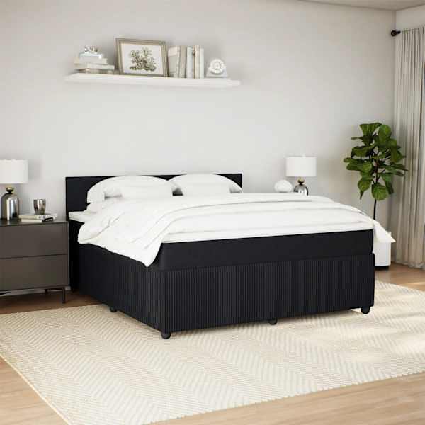 LED-valgustusega kontinentaalvoodi koos madratsiga, must, 180 × 200 cm, samet — mudel 3290108