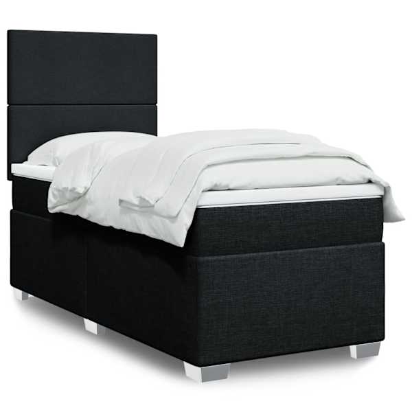 Kontinentaalvoodi koos madratsiga, must, 80 × 200 cm, kangas