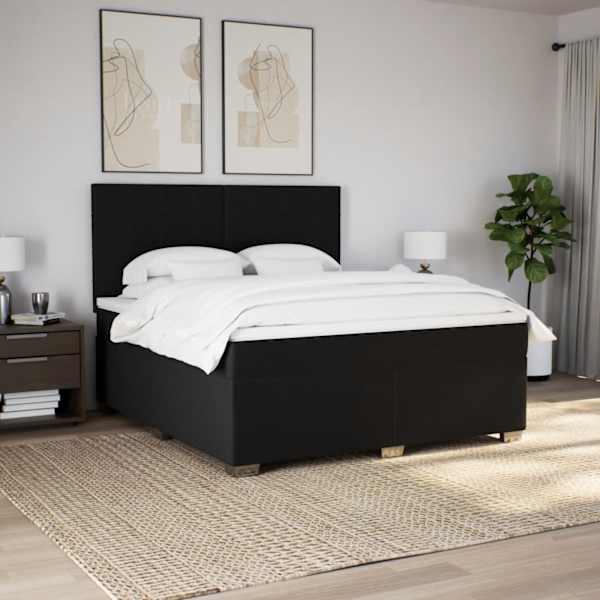 Kontinentaalvoodi koos madratsiga, must, 180 × 200 cm, kangas — mudel 3290569