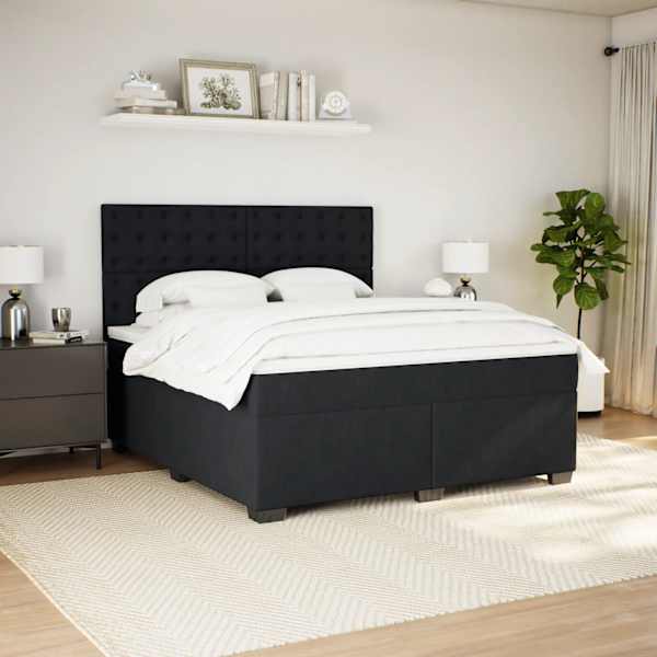 Kontinentaalvoodi koos madratsiga, must, 180 × 200 cm, samet — mudel 3290992