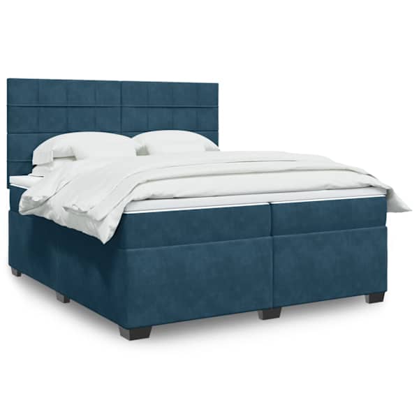 Kontinentaalvoodi koos 2 madratsiga, tumesinine, 200 × 200 cm, samet — mudel 3291006