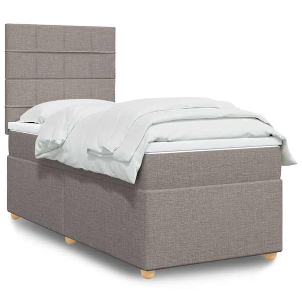 Kontinentaalvoodi koos madratsiga, pruunikashall, 80 × 200 cm, kangas