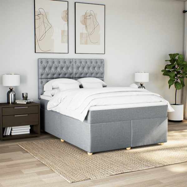 Kontinentaalvoodi koos madratsiga, helehall, 160 × 200 cm, kangas — mudel 3291338
